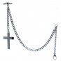 Albert Chain Stainless Steel Pocket Watch Curb Link Chain Cross Fob T-Bar ACS07