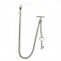 Albert Chain Pocket Watch Silver Color Curb Link Chain Key Style Fob T Bar AC128