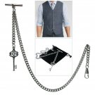 Albert Chain Pocket Watch Silver Color Curb Link Chain Antique Key Fob T Bar 135 Albert Chain Pocket Watch Silver Color Curb Link Chain Antique Key Fob T Bar 135