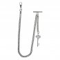 Albert Chain Pocket Watch Silver Color Curb Link Chain Antique Key Fob T Bar 135