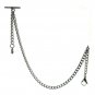 Albert Chain Stainless Steel Pocket Watch Curb Link Chain Lobster Clasp T-Bar 01