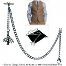 Albert Chain Stainless Steel Pocket Watch Curb Link Chain Life-Tree Fob T-Bar Albert Chain Stainless Steel Pocket Watch Curb Link Chain Life-Tree Fob T-Bar
