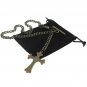 Albert Chain Pocket Watch Curb Link Chain Antique Brass Color Cross Fob T Bar 15