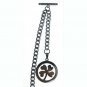 Albert Chain Stainless Steel Pocket Watch Curb Link Chain Four-Leaf Fob T-Bar 05