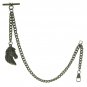Albert Chain Pocket Watch Curb Chain Antique Brass Color Horse Fob T Bar AC142