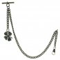 Albert Chain Pocket Watch Curb Chain Antique Brass Color Four-Leaf Fob T Bar 143