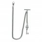 Albert Chain Pocket Watch Silver Color Curb Link Chain Antique Key Fob T Bar 136