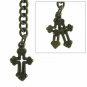 Albert Chain Pocket Watch Curb Link Chain Antique Brass Color Cross Fob T Bar