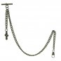 Albert Chain Pocket Watch Curb Link Chain Antique Brass Color Cross Fob T Bar