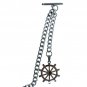 Albert Chain Stainless Steel Pocket Watch Curb Link Chain Ship Wheel Fob T-Bar