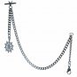 Albert Chain Stainless Steel Pocket Watch Curb Link Chain Ship Wheel Fob T-Bar