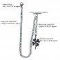Albert Chain Stainless Steel Pocket Watch Curb Link Chain Four-Leaf Fob T-Bar