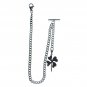 Albert Chain Stainless Steel Pocket Watch Curb Link Chain Four-Leaf Fob T-Bar
