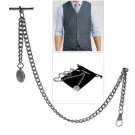 Albert Chain Pocket Watch Silver Curb Link Chain Life-Tree Medal Fob T Bar AC140