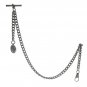Albert Chain Pocket Watch Silver Curb Link Chain Life-Tree Medal Fob T Bar AC140