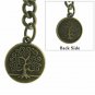 Albert Chain Pocket Watch Curb Chain Antique Brass Color Life Tree Fob T Bar 141