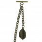 Albert Chain Pocket Watch Curb Link Chain Antique Brass Color Leaf Fob T Bar 117