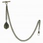 Albert Chain Pocket Watch Curb Link Chain Antique Brass Color Leaf Fob T Bar 117