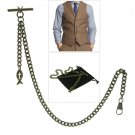 Albert Chain Pocket Watch Curb Link Chain Antique Brass Color Fish Fob T Bar 133 Albert Chain Pocket Watch Curb Link Chain Antique Brass Color Fish Fob T Bar 133
