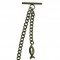 Albert Chain Pocket Watch Curb Link Chain Antique Brass Color Fish Fob T Bar 133