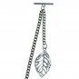 Albert Chain Silver Color Pocket Watch Curb Link Chain Leaf Design Fob T Bar 118