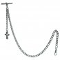 Albert Chain Pocket Watch Silver Curb Link Chain Religious Cross Fob T Bar AC138