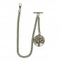 Albert Chain Pocket Watch Curb Link Chain Antique Brass Color LifeTree Fob T Bar
