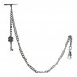 Albert Chain Pocket Watch Silver Color Curb Link Chain Key Design Fob T Bar A125