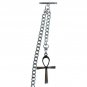 Albert Chain Stainless Steel Pocket Watch Curb Link Chain Ankh Fob T-Bar ACS08
