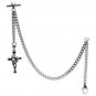 Albert Chain Stainless Steel Pocket Watch Curb Link Chain Cross Fob T-Bar ACS10