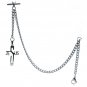 Albert Chain Stainless Steel Pocket Watch Curb Link Chain Cross Fob T-Bar ACS03