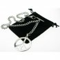 Albert Chain Stainless Steel Pocket Watch Curb Link Chain Peace Sign Fob T-Bar