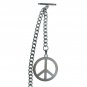 Albert Chain Stainless Steel Pocket Watch Curb Link Chain Peace Sign Fob T-Bar