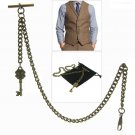 Albert Chain Pocket Watch Curb Link Chain Antique Brass Color Key Fob T Bar A129 Albert Chain Pocket Watch Curb Link Chain Antique Brass Color Key Fob T Bar A129