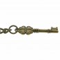 Albert Chain Pocket Watch Curb Link Chain Antique Brass Color Key Fob T Bar A129
