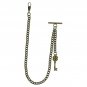 Albert Chain Pocket Watch Curb Link Chain Antique Brass Color Key Fob T Bar A129