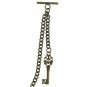 Albert Chain Pocket Watch Curb Link Chain Antique Brass Color Key Fob T Bar A130