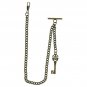 Albert Chain Pocket Watch Curb Link Chain Antique Brass Color Key Fob T Bar A130