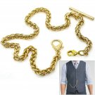 Albert Chain Pocket Watch Spiga Wheat Chain Gold color with Fob T Bar AC154 Albert Chain Pocket Watch Spiga Wheat Chain Gold color with Fob T Bar AC154