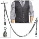Albert Chain Pocket Watch Chain Silver Tone Tear Drop Shape Fob T Bar AC149 Albert Chain Pocket Watch Chain Silver Tone Tear Drop Shape Fob T Bar AC149