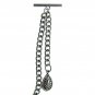Albert Chain Pocket Watch Chain Silver Tone Tear Drop Shape Fob T Bar AC149