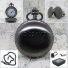 Pocket Watch Black Quartz Watch for Men Arabic Numbers with Fob Chain Gift P146