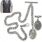 Albert Chain Pocket Watch Chain Silver Tone Saint Theresa of Infant T Bar AC190