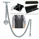 Albert Chain Silver Color Pocket Watch Chain Men Fob Chain T Bar Life Tree Fob