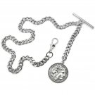 Albert Pocket Watch Chain Silver Alexander the Great Medal Fob Swivel Clasp 192 Albert Pocket Watch Chain Silver Alexander the Great Medal Fob Swivel Clasp 192