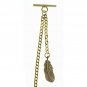 Albert Pocket Watch Chain Gold Color Curb Link Chain Feather Fob T Bar AC119