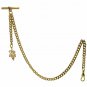 Albert Chain Pocket Watch Chain GOLD Tone Maple Design Fob T Bar Swivel Clip 184