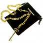 Albert Chain Pocket Watch Chain GOLD Tone KEY Design Fob T Bar Swivel Clip 158