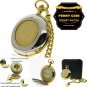 PENNY Coin Pocket Watch 53 MM Brass Quartz Men Watch Gold Tone with Fob Chain 36