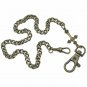 Pocket Watch Chain Antique Bronze Albert Chain CROSS Fob Swivel Clasp F177
